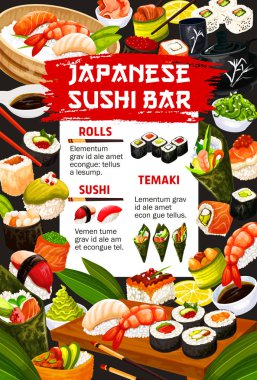 Japon yemek mutfağı ve suşi bar yemek menüsü