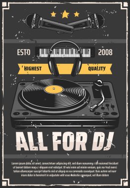 Müzik dükkanı Dj studio ekipman grunge poster