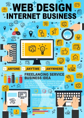 Web tasarım internet iş vektör poster