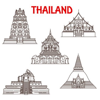 Tayland Chiang Mai, Ayutthaya tapınaklar satır simgeler