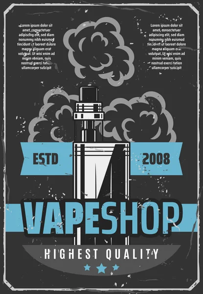 Vape butik e-cigarett reklam retro affisch — Stock vektor