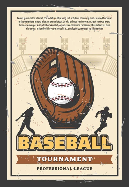 Affiche du tournoi professionnel de la ligue de baseball — Image vectorielle