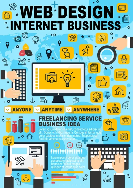 Web design internet business vecteur affiche — Image vectorielle