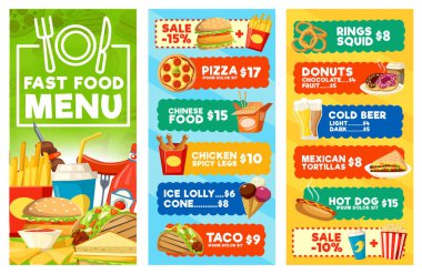 Fast food aperatifler ve içecekler menü