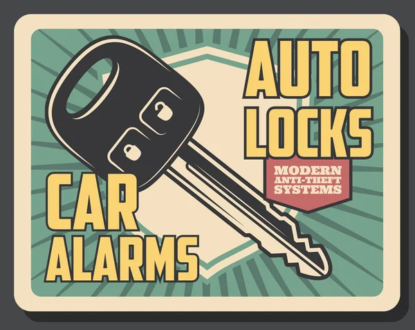 Seguridad de alarma de coche, llave de control remoto — Vector de stock