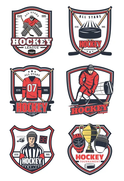 Ice hockey game sport vector icons — Stock Vector