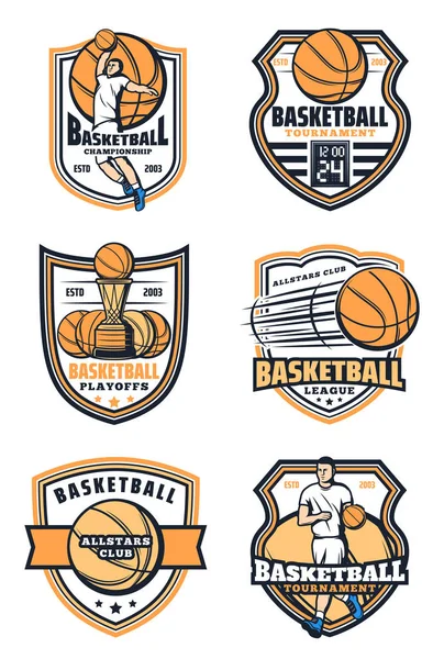 Baloncesto deporte iconos del juego, vector — Vector de stock