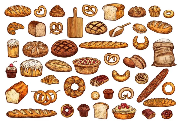 Prodotti della pasticceria pane e panetteria — Vettoriale Stock