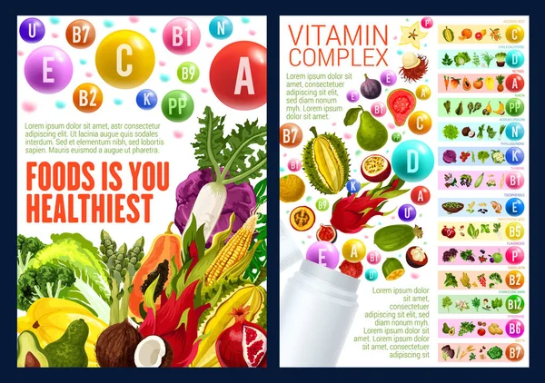 Fruuits és veggies, vitamin-komplexum — Stock Vector