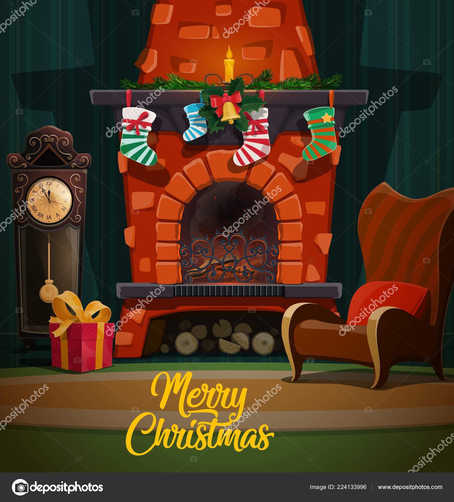 Cartoon christmas fireplace Vector Art Stock Images | Depositphotos Cartoon christmas fireplace Vector Art Stock Images | Depositphotos