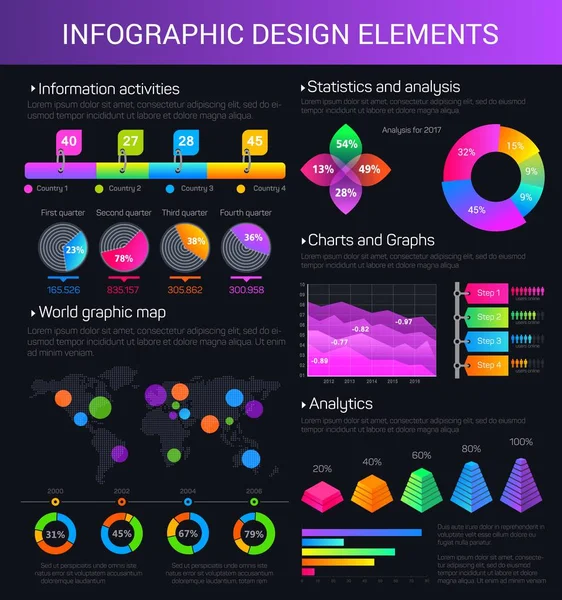 Gráficos vectoriales, gráficos y diagramas infográficos — Vector de stock