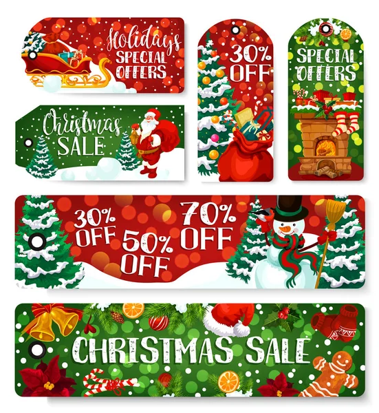 Vente de Noël boutique dicount étiquettes vectorielles — Image vectorielle