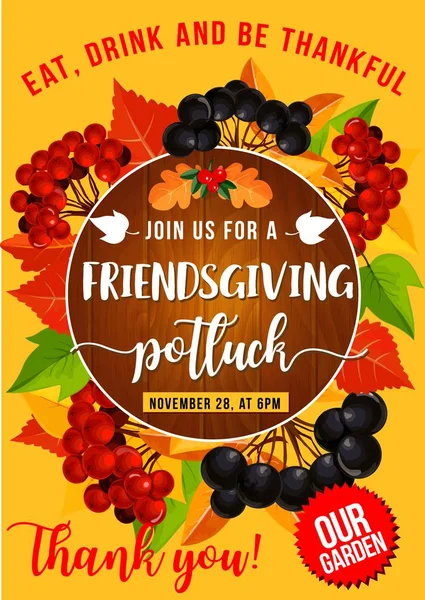 Potluck d'amitié, vacances d'automne de Thanksgiving — Image vectorielle