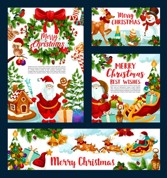 Powitanie, Santa i dary Boże Narodzenie — Wektor stockowy