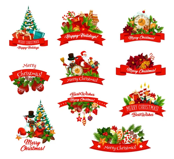 Christmas gifts and characters vector icons — Stock Vector