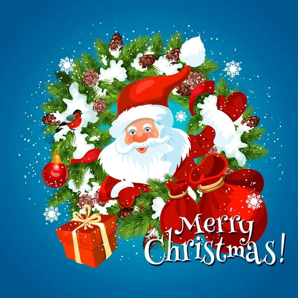 Joyeux Noël salutations de vacances avec le Père Noël — Image vectorielle