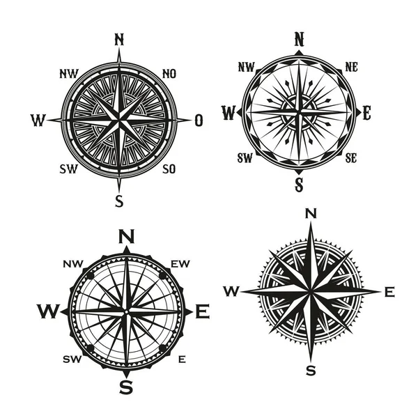 Rosa van winden pijlen, vector nautische kompas — Stockvector