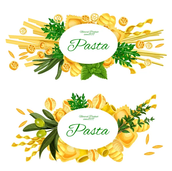 Итальянская паста и травы для приготовления пищи, вектор — стоковый вектор