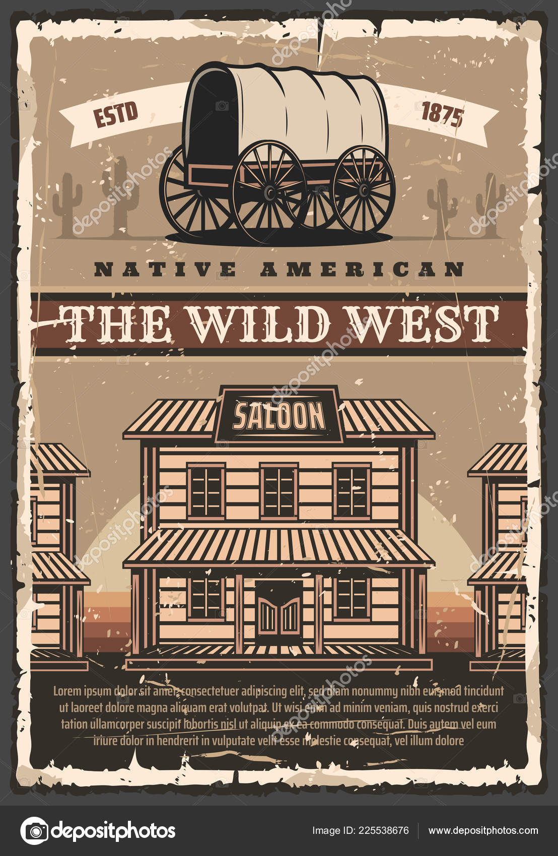 American Wild West Saloon And Wagon Retro Poster Vector Image By C Seamartini Vector Stock American Wild West Saloon And Wagon Retro Poster Vector Image By C Seamartini Vector Stock