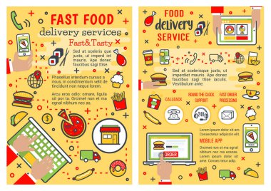 Fast food teslim hizmeti, vektör afiş