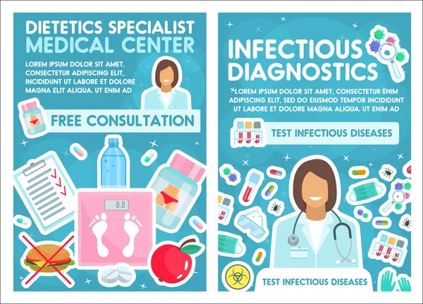 Clinique de diététique et de maladies infectieuses, vecteur — Image vectorielle