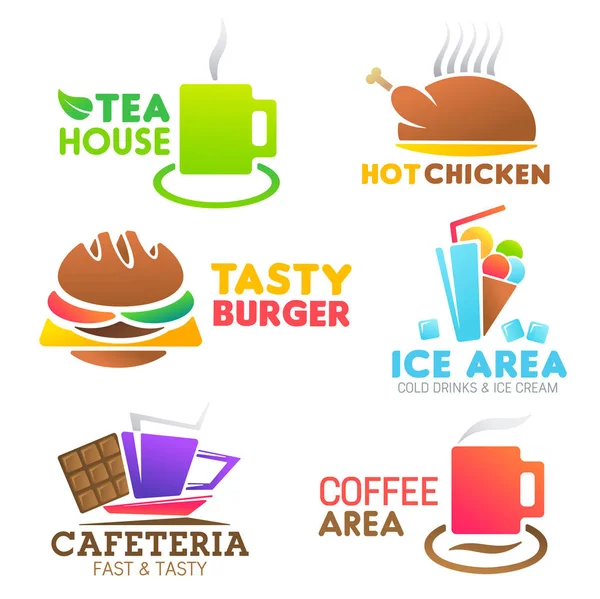 Fastfood food meals vector icons — Stock Vector