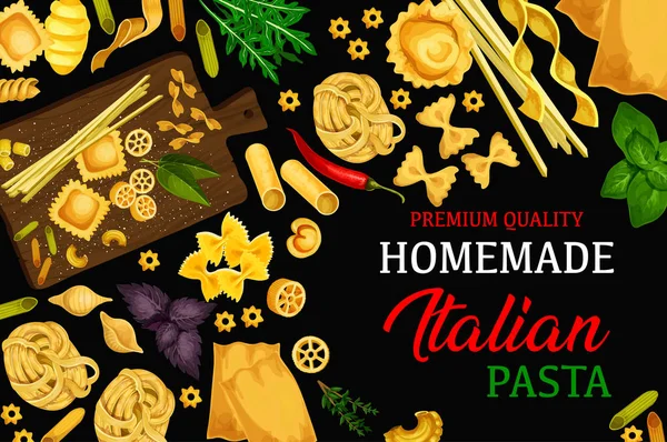 Pastas caseras italianas, menú vectorial — Archivo Imágenes Vectoriales