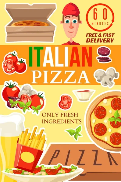 Πίτσα από την Ιταλία παράδοση υπηρεσία διάνυσμα αφίσα — Διανυσματικό Αρχείο