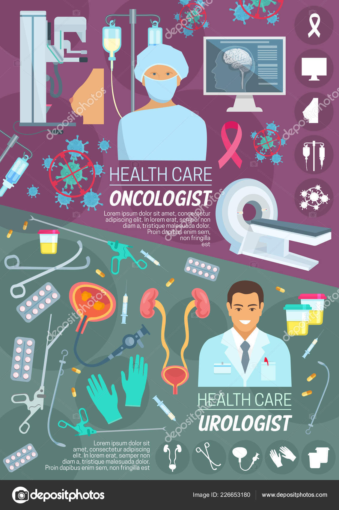 Oncologist and urologist doctors, medicine — Stock Vector © Seamartini