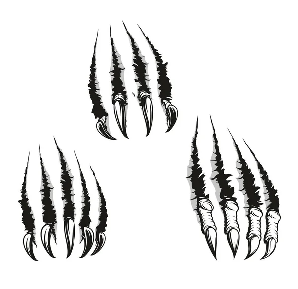 Monster beast claws and scratches, vector — Stock Vector