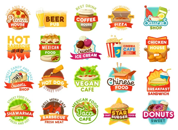 Icônes de menu Street food, vecteur — Image vectorielle