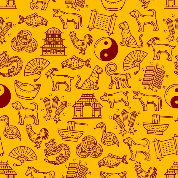 Horoskop Cina hewan dan pola simbol - Stok Vektor