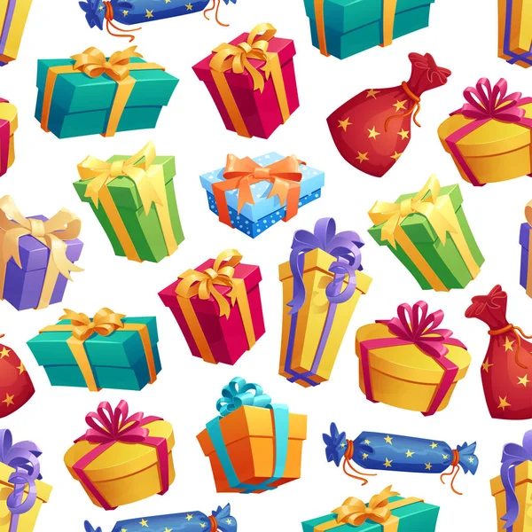 Geschenke und Geschenke Schachteln nahtlose Muster — Stockvektor
