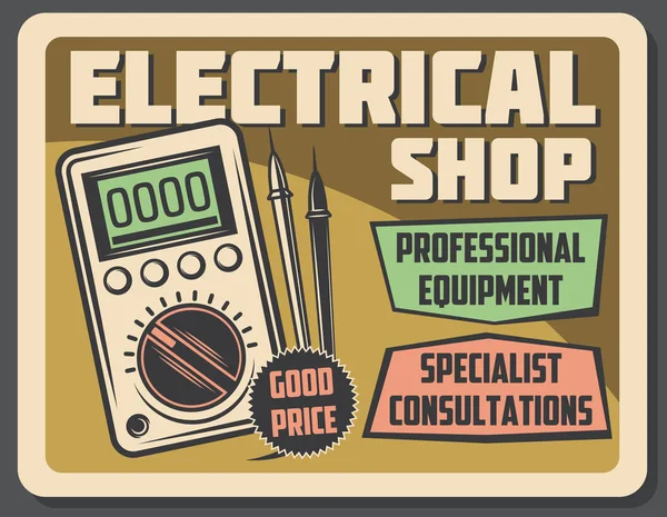 Dispositivo elettrico e voltmetro, poster vettoriale — Vettoriale Stock