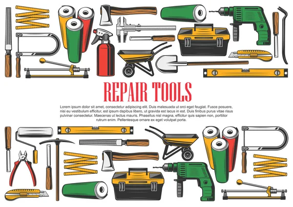 Construction and repair tools, vector — Stock Vector