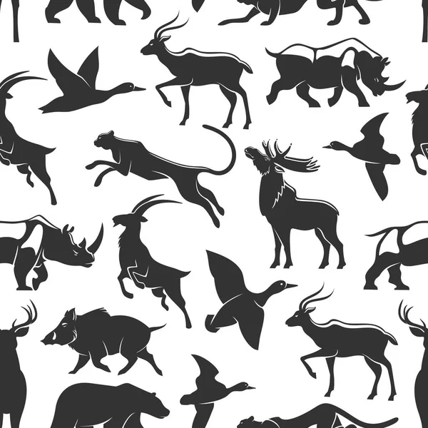 Wild animals hunting, seamless pattern — Stock Vector