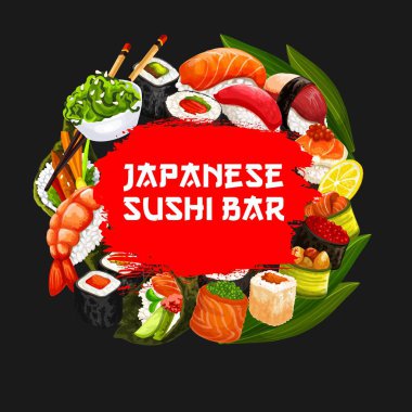 Japon suşi bar gıda menü kapak