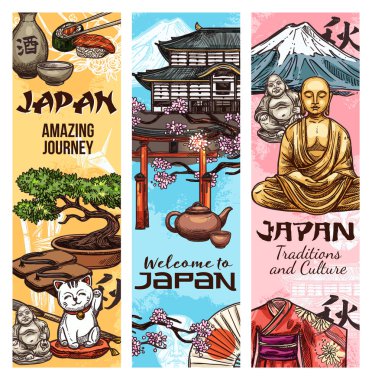 Kültür geleneği sembolleri Japonya, vektör