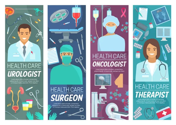 Urologist, surgeon, oncologist, therapist doctors — Stock Vector