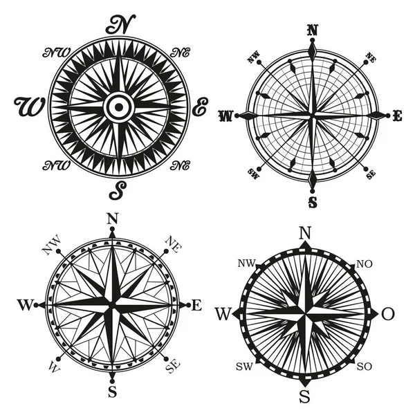 Ректорные иконки розы ветрового компаса — стоковый вектор