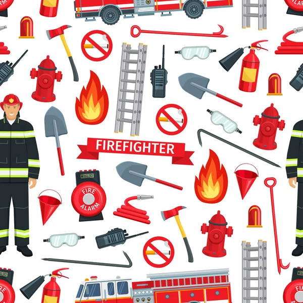 Brandbekämpfung Muster nahtlose Vektor Hintergrund — Stockvektor