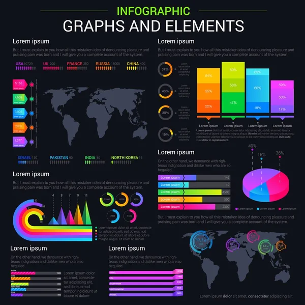 Infographic Çizelge ve grafik, vektör öğeleri — Stok Vektör