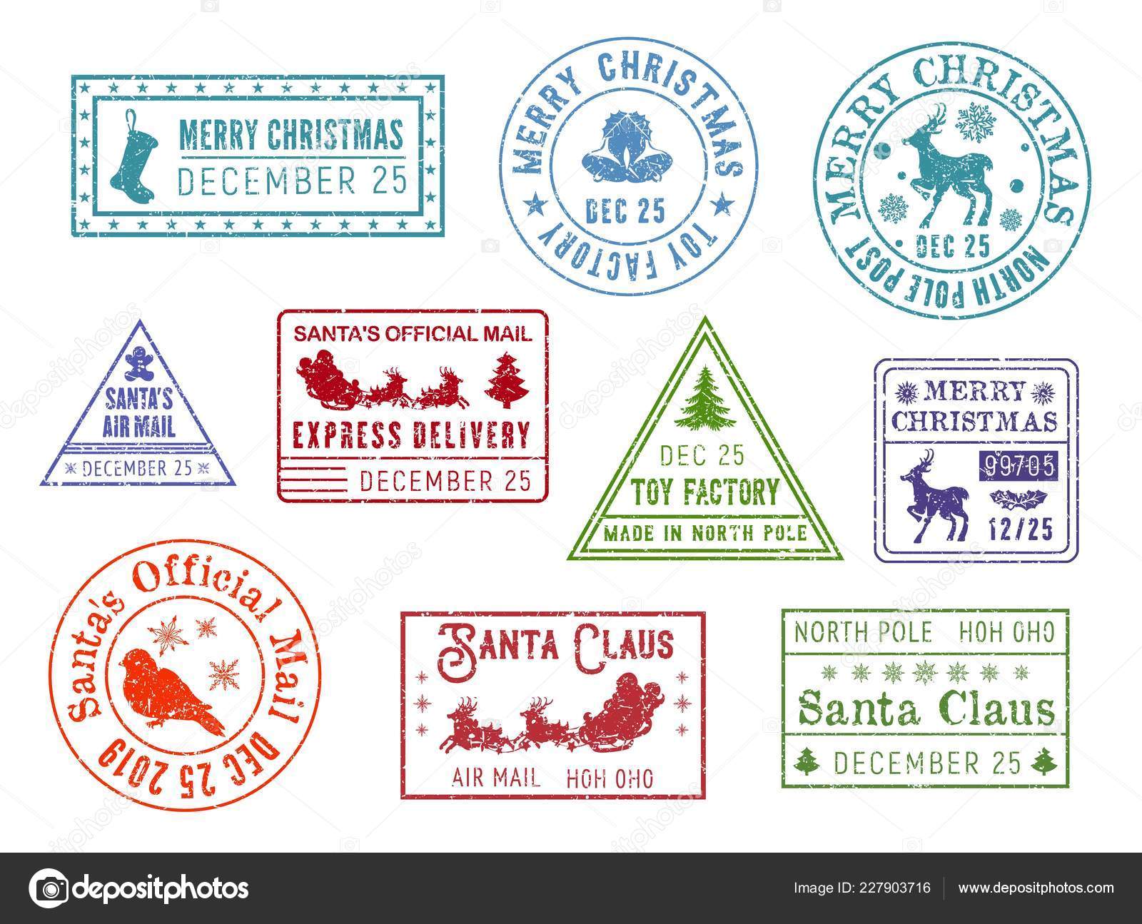 Christmas post mail stamp santa address new Vector Image