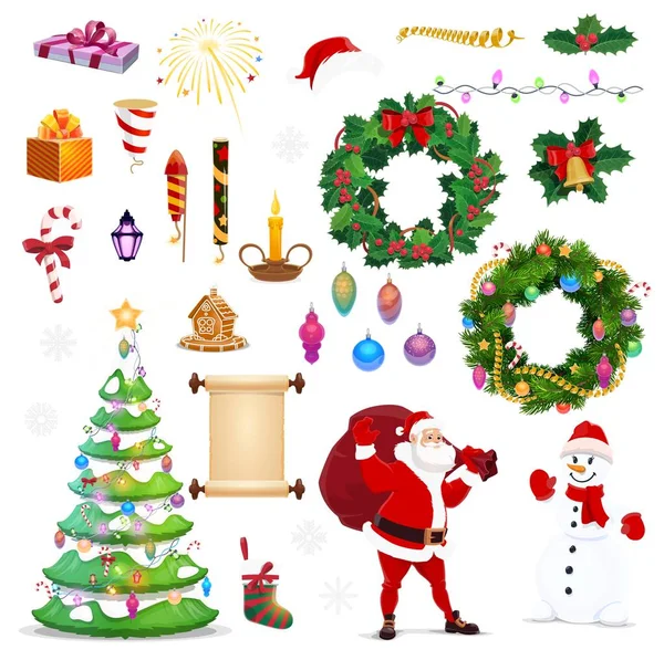 Christmas and New Year winter holiday icons — Stock Vector