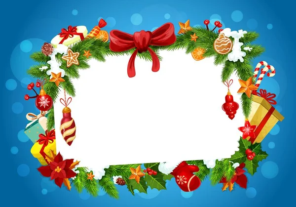Різдвяна святкова рамка, вітальна листівка — стоковий вектор