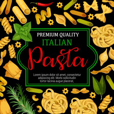 Pasta with greenery as cuisine from Italy clipart