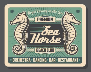 Deniz atı beach club retro poster