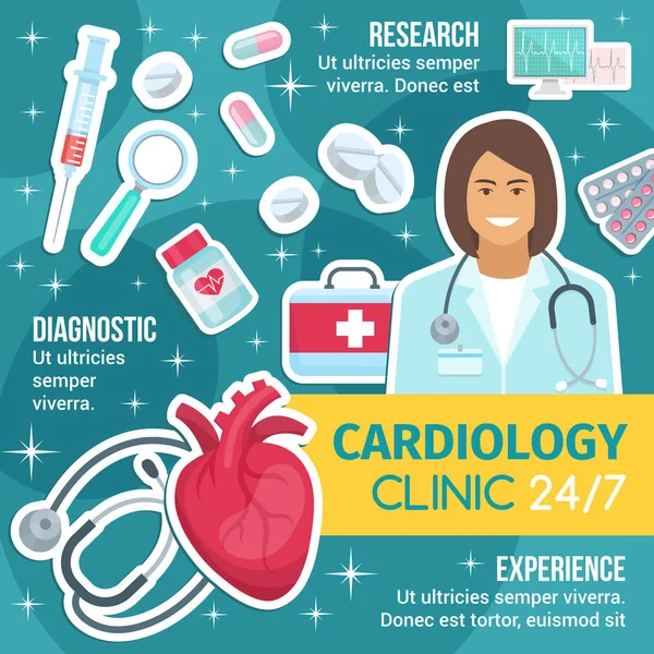 Cardiologue médecin, clinique de diagnostic de cardiologie — Image vectorielle