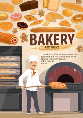 Baker ile pizza, ekmek veya pasta dükkanı