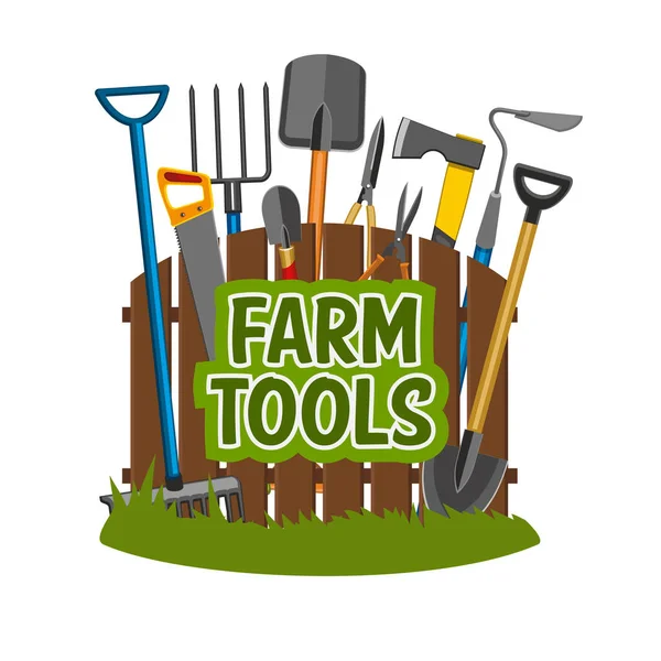 Farm tools and gardening equipment, vector — Stock Vector